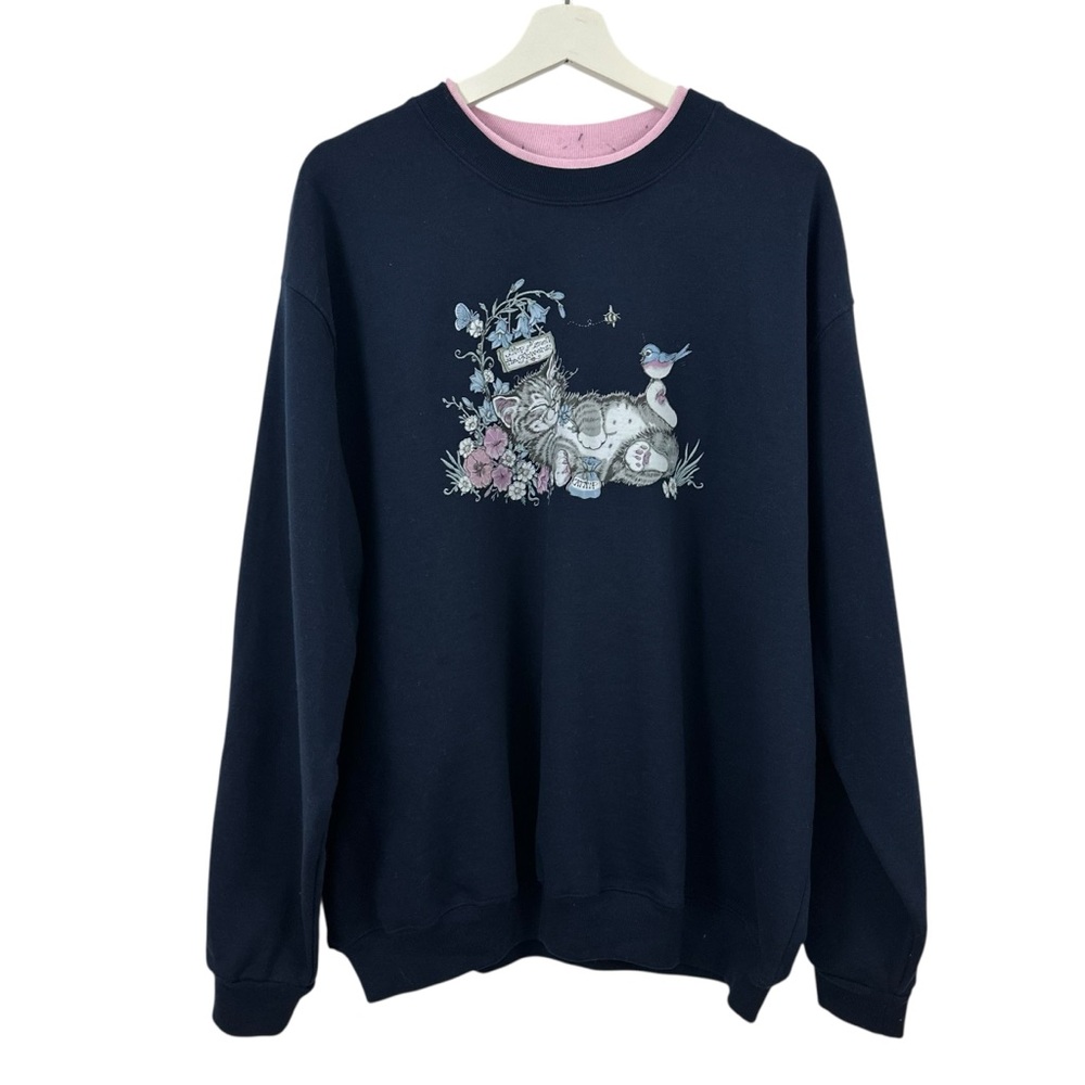 SOLDVintage Country Store Women’s Cat Floral Crewneck Sweatshirt Size 2X